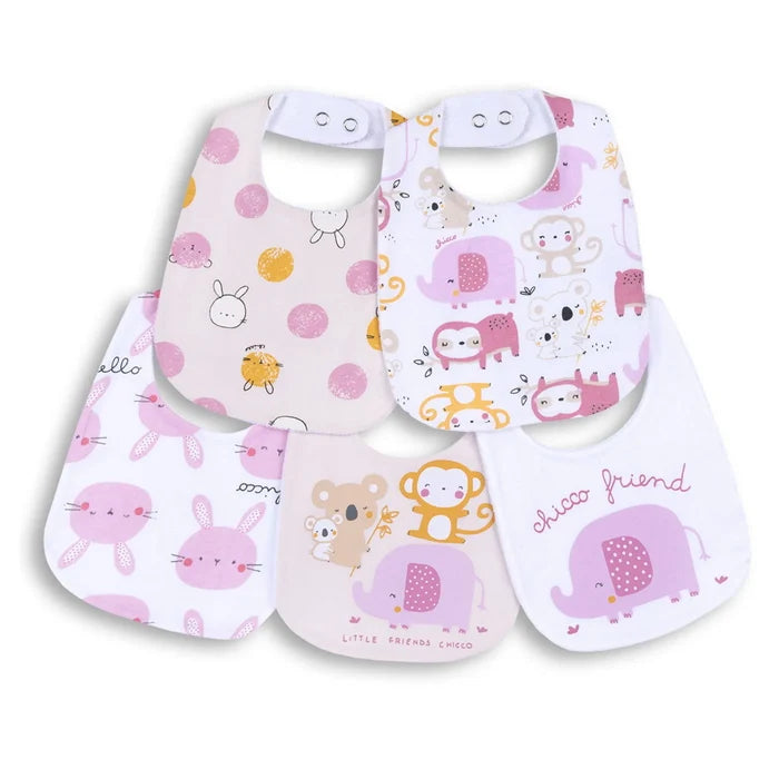 Infant Pack Of 5 Printed Cotton Bibs
