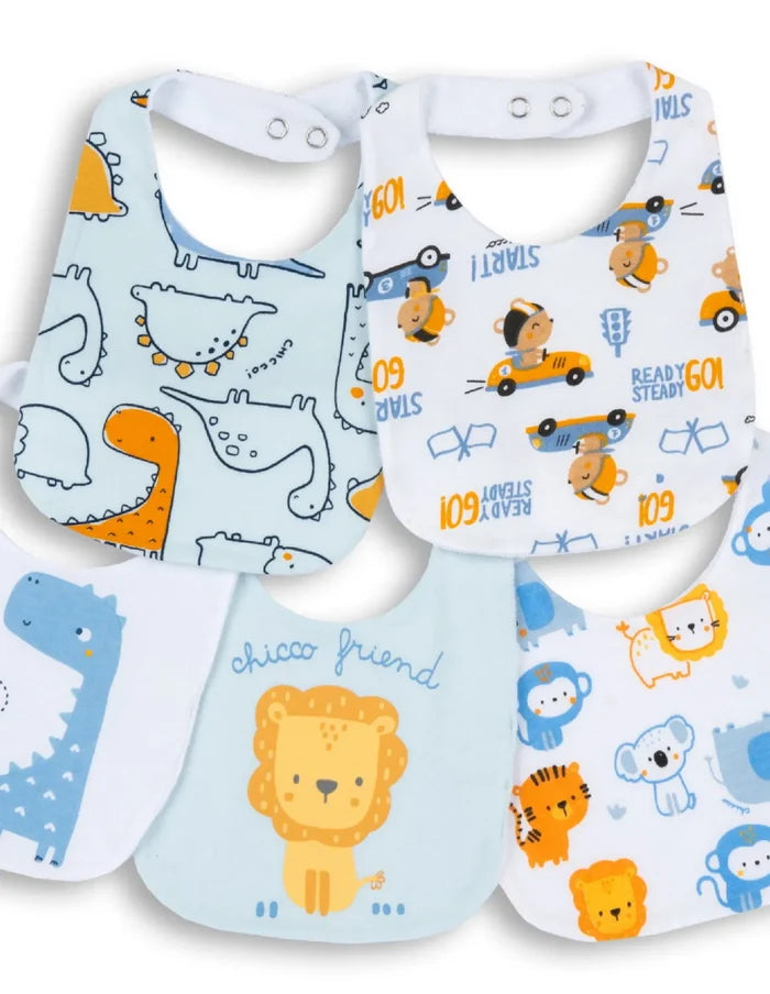 Infant Pack Of 5 Printed Cotton Bibs