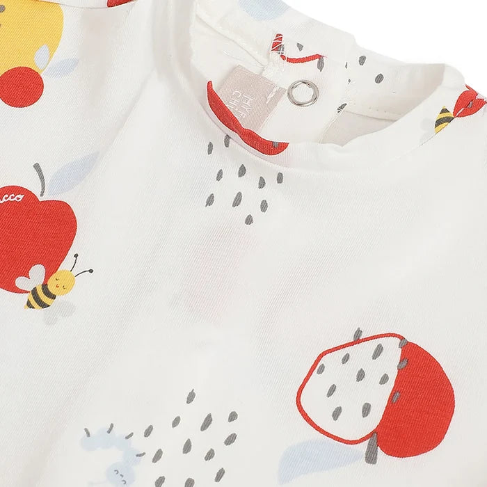 Infants Beige Printed T-shirt With Shorts