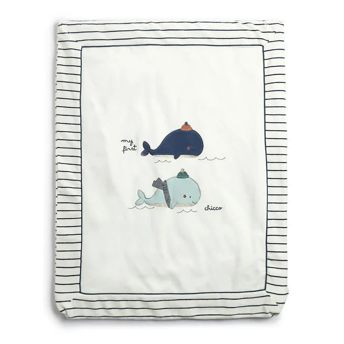 Infants White & Black Striped Pram Blanket