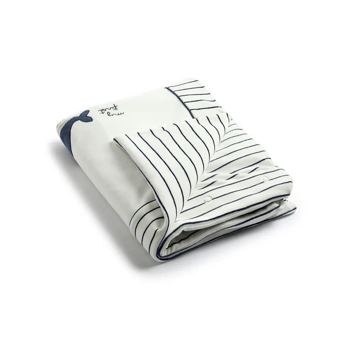 Infants White & Black Striped Pram Blanket