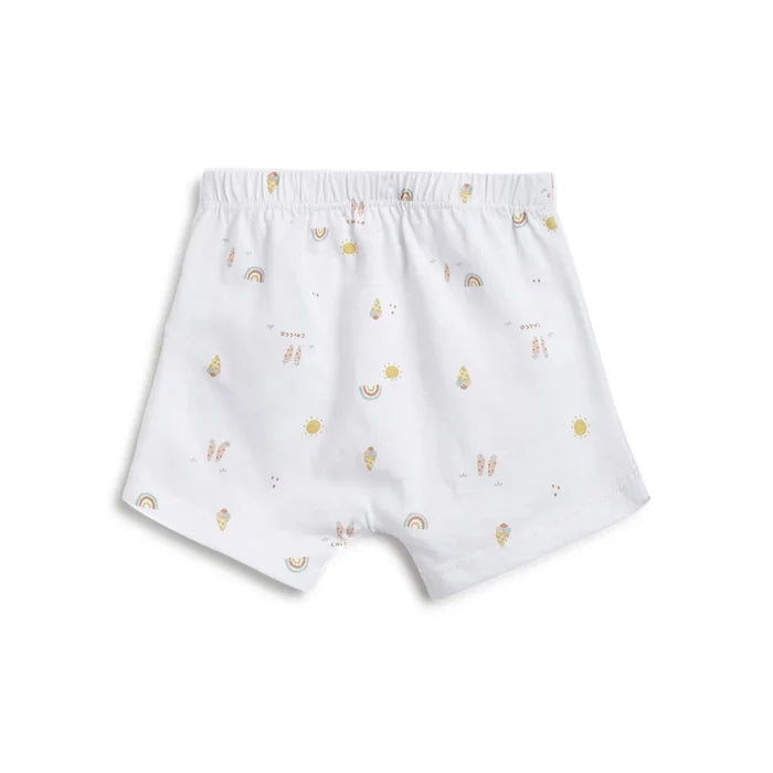 Infants White Printed T-Shirt With Shorts