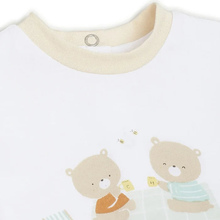 Infants White Printed T-Shirt With Shorts