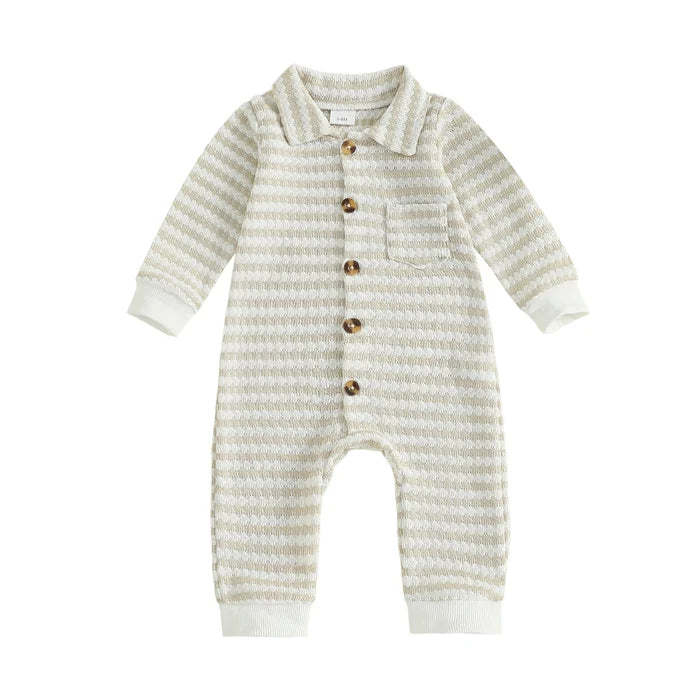 JASPER Striped Collar Jumpsuit
