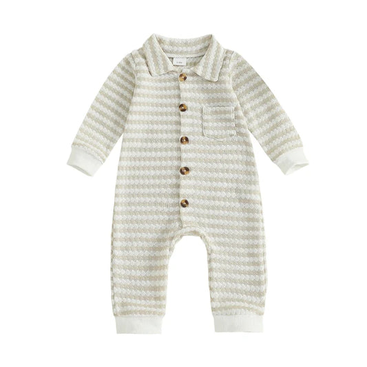 JASPER Striped Collar Jumpsuit