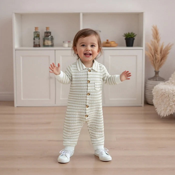 JASPER Striped Collar Jumpsuit