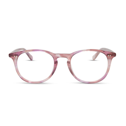 diff eyewear featuring the jaxson square prescription glasses with a fleur pink tortoise frame front view