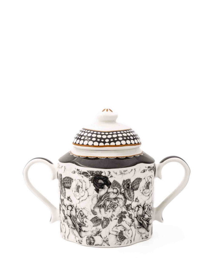 Jenna Clifford Black Rose Sugar Pot - White
