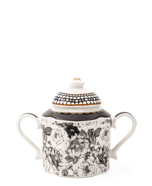 Jenna Clifford Black Rose Sugar Pot - White