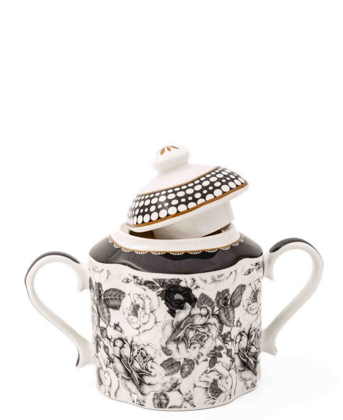 Jenna Clifford Black Rose Sugar Pot - White