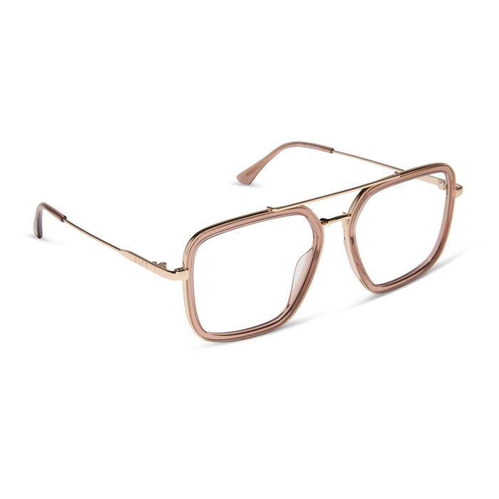 diff eyewear featuring the jordan navigator prescription glasses with a brown café ole frame angled view
