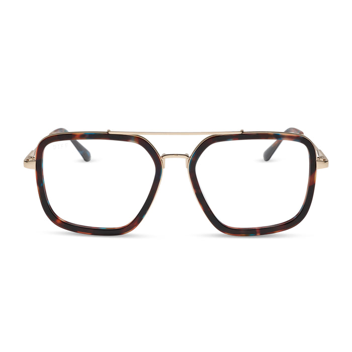 diff eyewear featuring the jordan navigator  glasses with a confetti tortoise frame front view