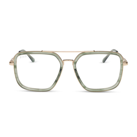 diff eyewear featuring the jordan navigator glasses with a match and gold frame front view