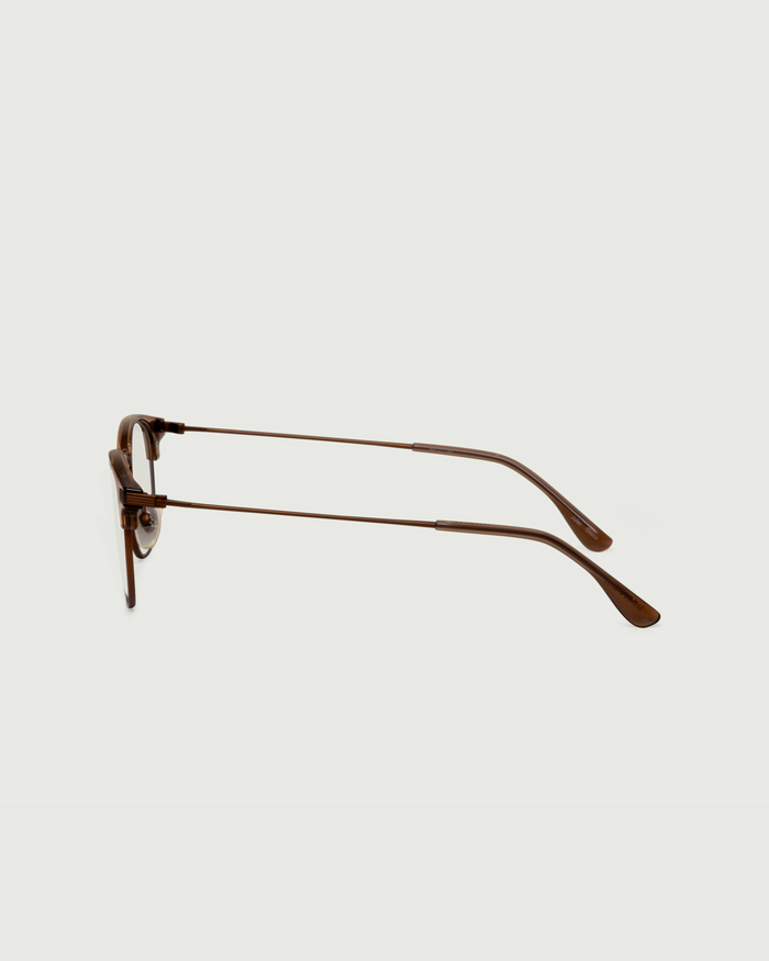 Cocoa::Jules Eyeglasses Round Brown plant-based plastic side