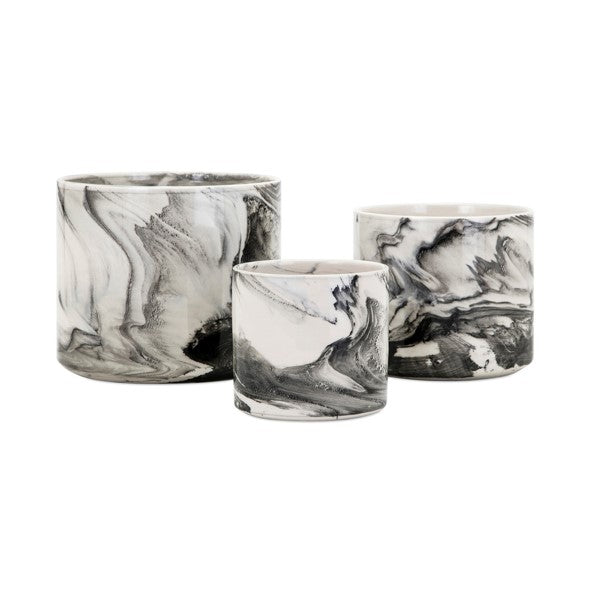 Kai Faux Marble Planters - Set of 3