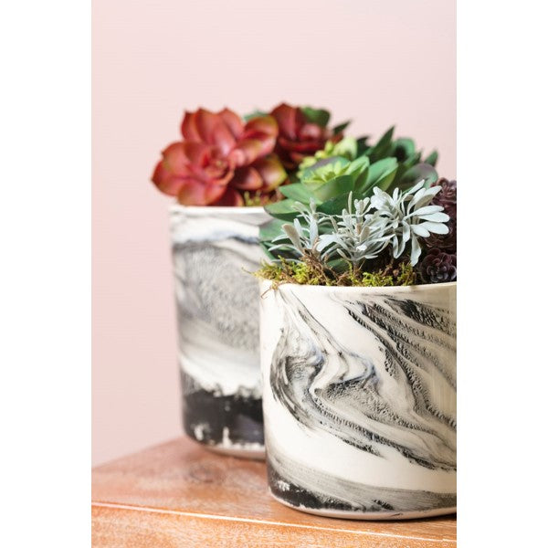 Kai Faux Marble Planters - Set of 3