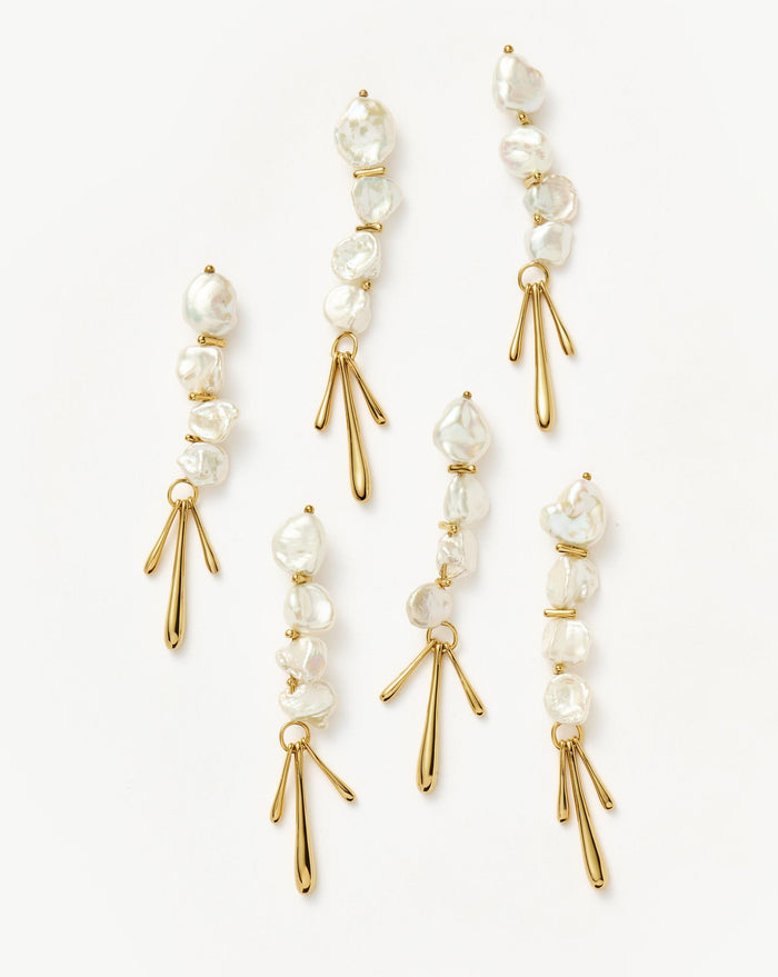 Keshi Pearl Sculptural Drop Earrings | 18ct Gold Plated/Pearl Earrings Missoma
