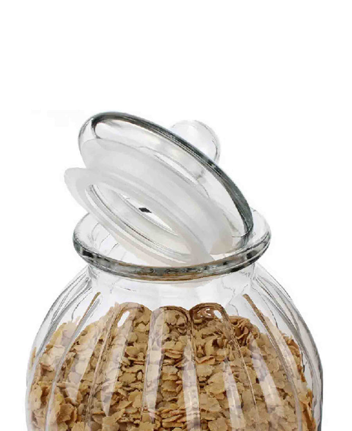 Kitchen Life Medium Glass Pumpkin Jar with Lid - Clear