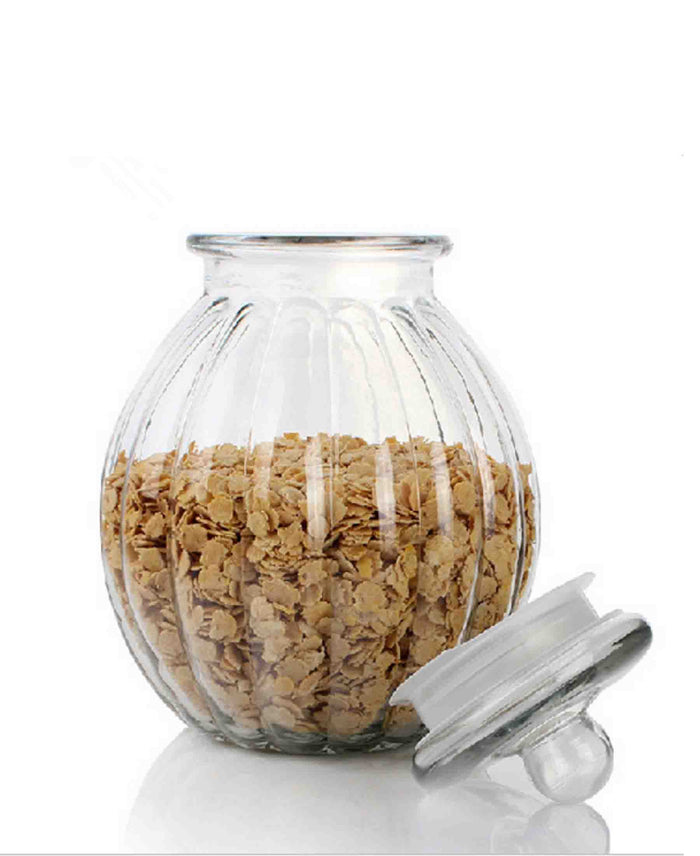 Kitchen Life Medium Glass Pumpkin Jar with Lid - Clear