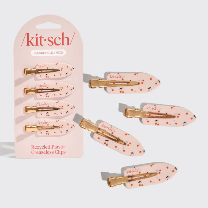 KITSCH - Recycled Plastic Creaseless Clips 4pc Set- Cherry Print