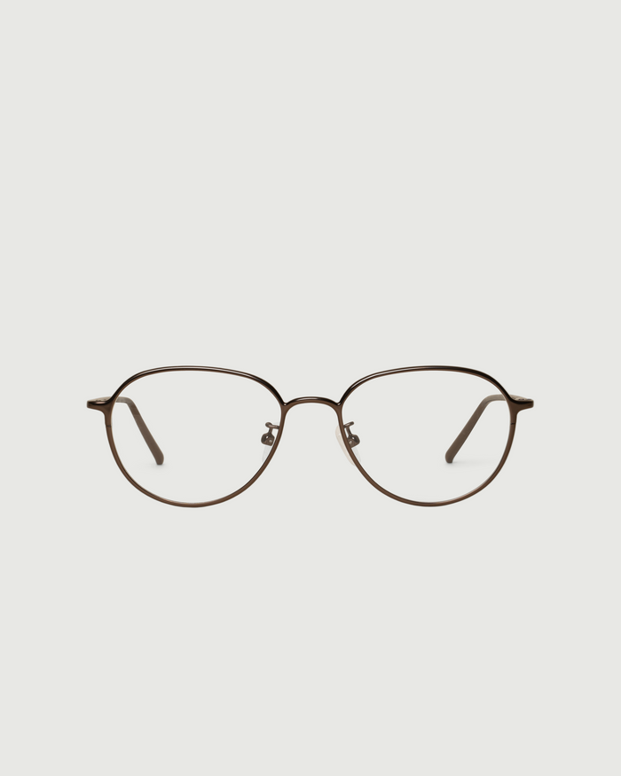 Brass::Koa Eyeglasses round Brown metal front