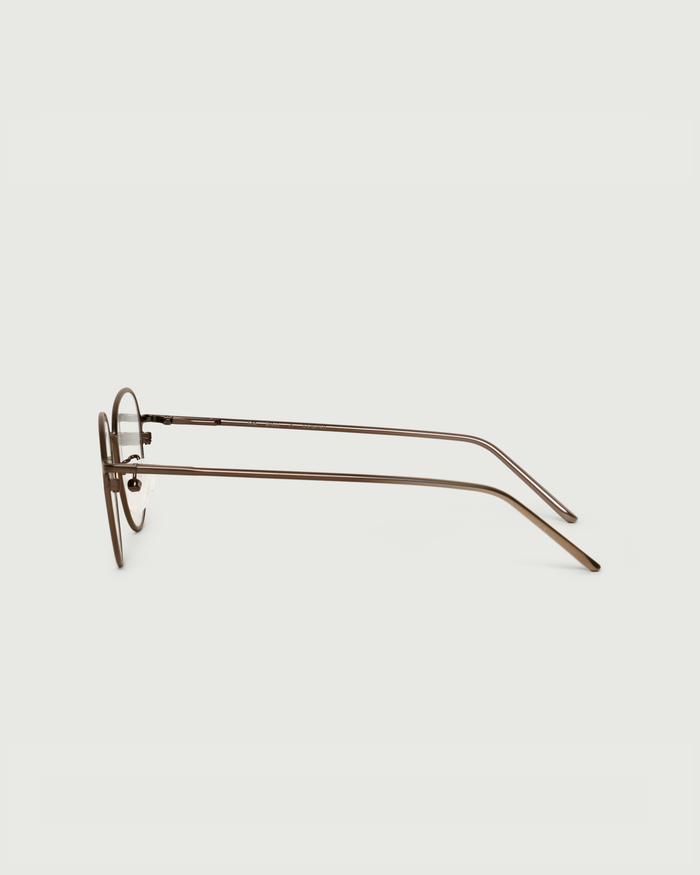 Brass::Koa Eyeglasses round Brown metal side
