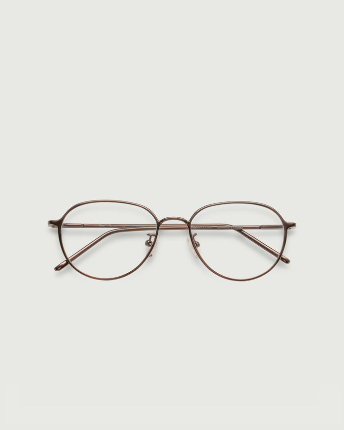 Brass::Koa Eyeglasses round Brown metal top