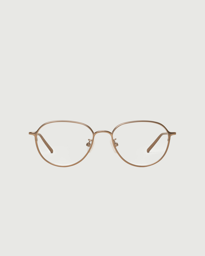 Nickel::Koa Eyeglasses round Brown metal front