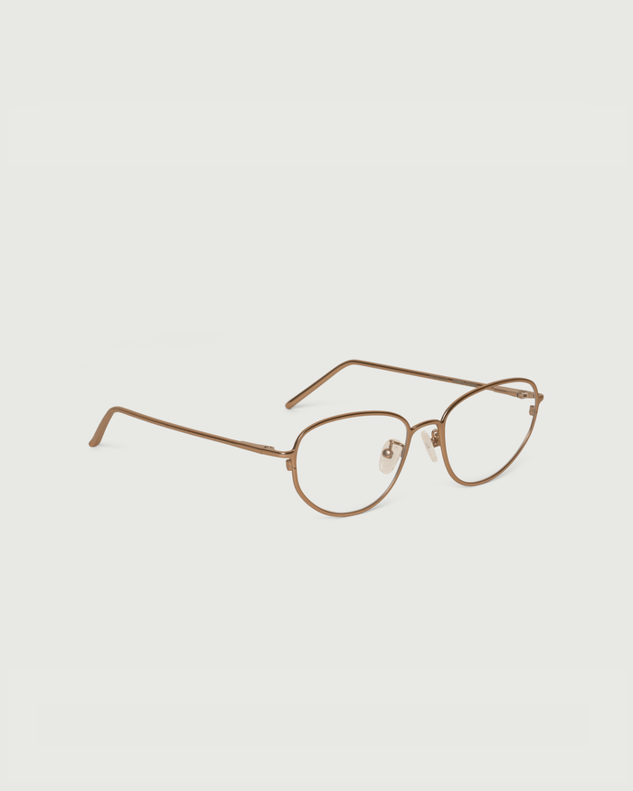 Nickel::Koa Eyeglasses round Brown metal front diagonal