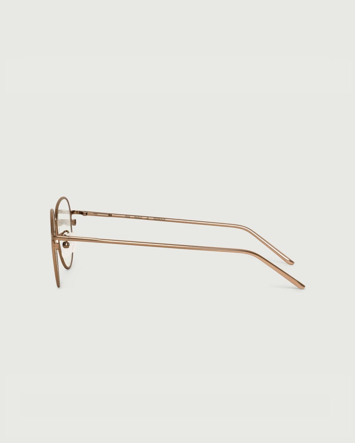 Nickel::Koa Eyeglasses round Brown metal side