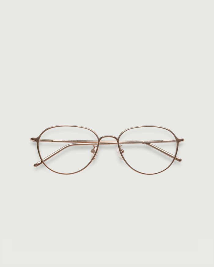 Nickel::Koa Eyeglasses round Brown metal top
