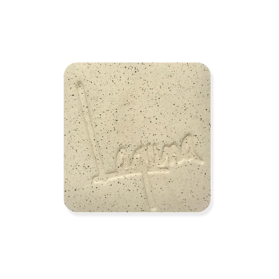 Laguna B-Mix 5 with Speckles clay tile, matte cream white with fine dark speckles and Laguna stamped in the surface