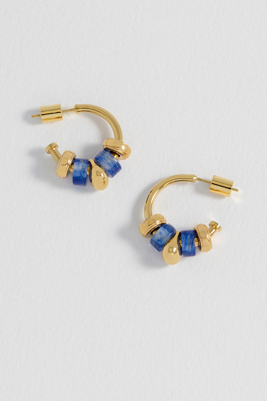 Lapis Lazuli Beaded Hoop Earrings