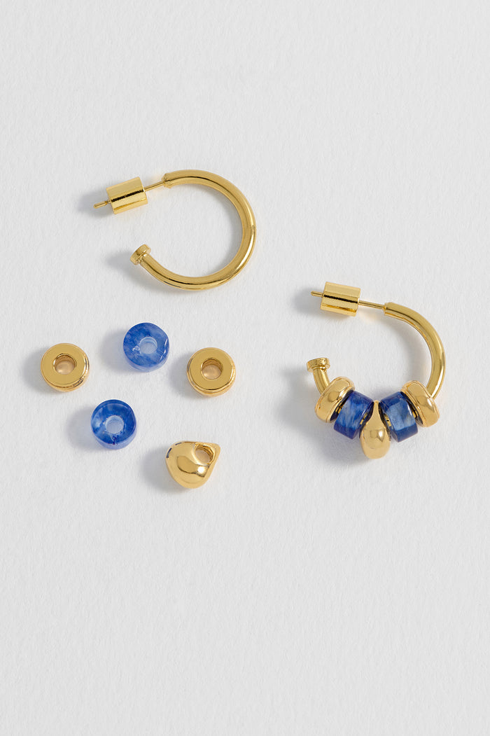Lapis Lazuli Beaded Hoop Earrings