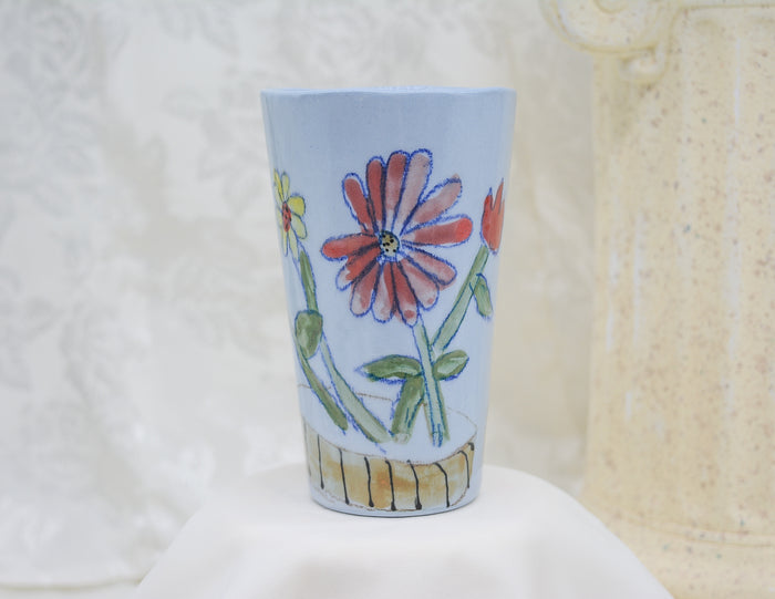 Large Potted Plant on Blue Cup