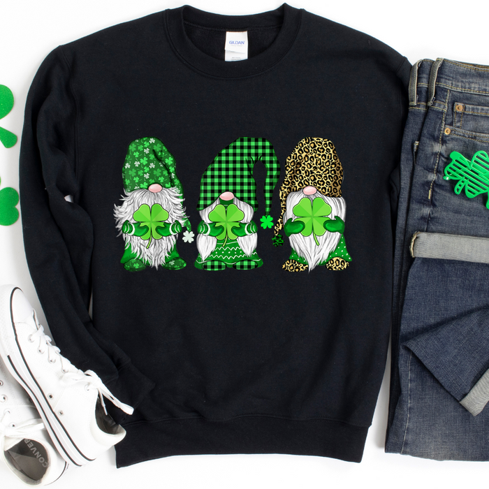 Leopard Cheetah Green Gnomes- Saint Patrick's Sweatshirts