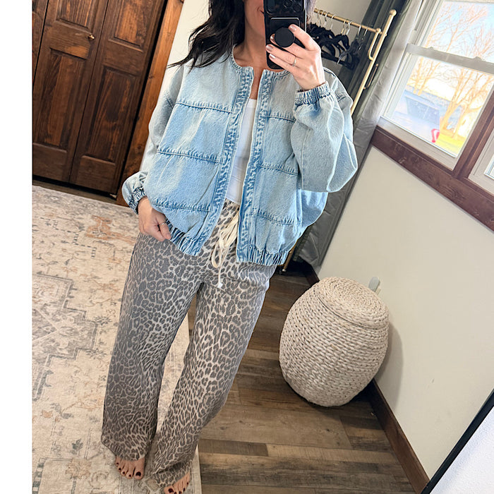Leopard Wide Leg Drawstring Pants