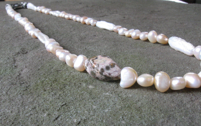 Leopardskin Agate & Freshwater Pearls | Of Coins & Crystals