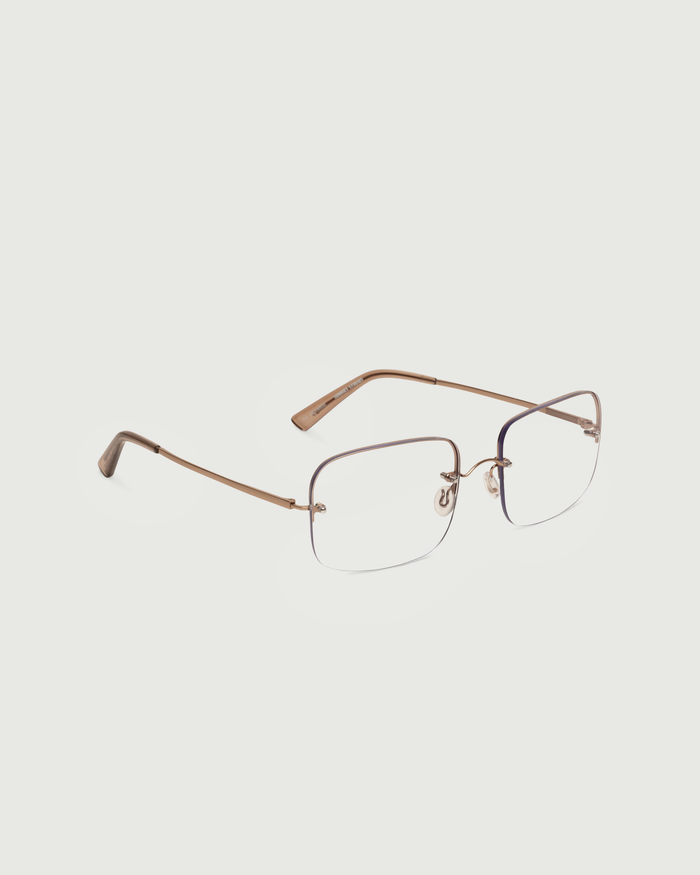 Sandstone::Linda Eyeglasses rectangle brown metal front diagonal