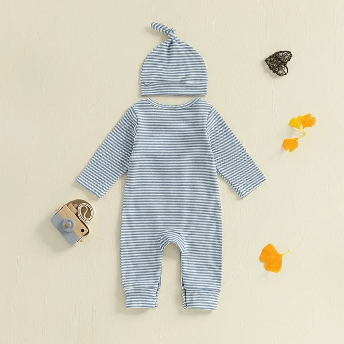 LITTLE BRO Striped Jumpsuit with Beanie