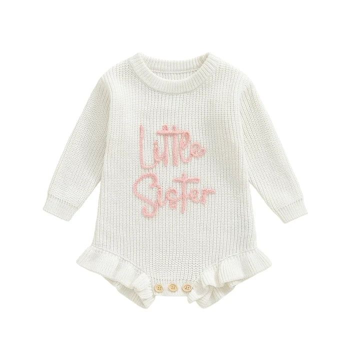 LITTLE SISTER Knitted Ruffle Romper