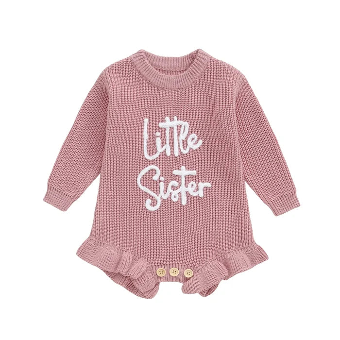 LITTLE SISTER Knitted Ruffle Romper