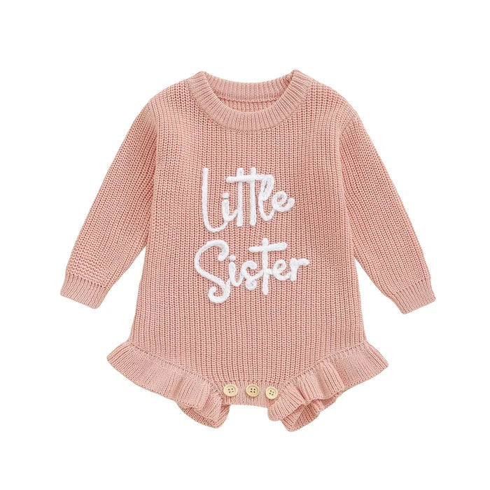 LITTLE SISTER Knitted Ruffle Romper