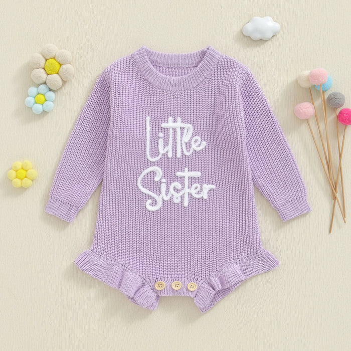 LITTLE SISTER Knitted Ruffle Romper