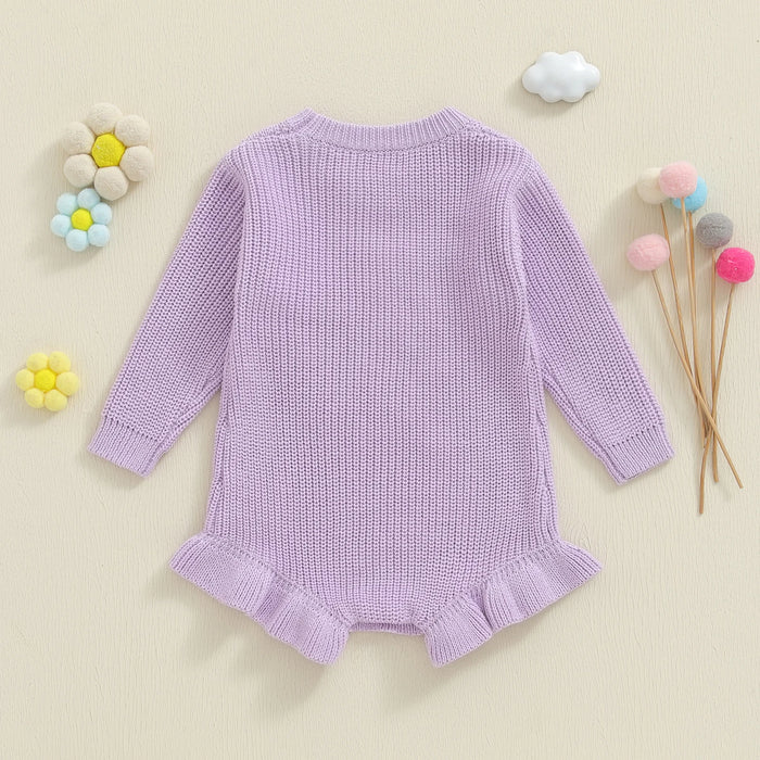 LITTLE SISTER Knitted Ruffle Romper