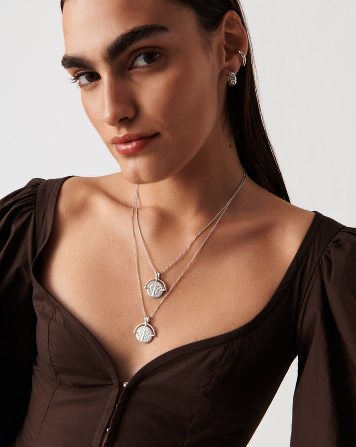 Lucy Williams Long Engravable Roman Arc Coin Necklace Necklaces Missoma