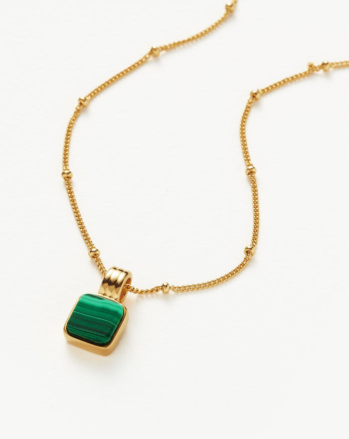 Lucy Williams Square Malachite Necklace | 18ct Gold Plated Vermeil/Malachite Necklaces Missoma