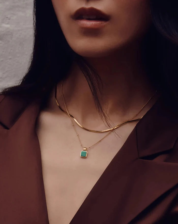 Lucy Williams Square Malachite Necklace | 18k Gold Vermeil/Malachite Necklaces Missoma
