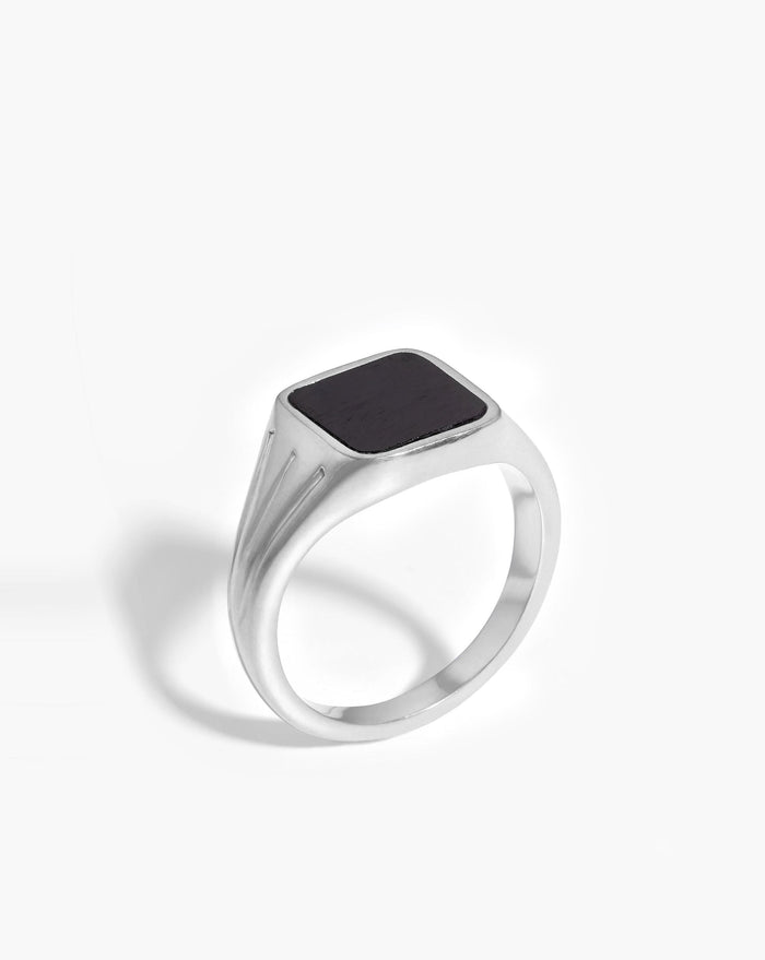 Lucy Williams Square Signet Ring | Sterling Silver/Black Spinel Rings Missoma
