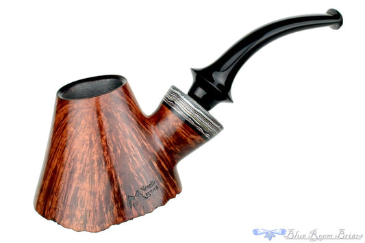 Blue Room Briars is proud to present this Marinko Neralić Pipe 1/4 Bent Volcano with Fordite
